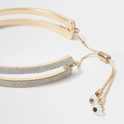 Gold tone glitter lariat bracelet